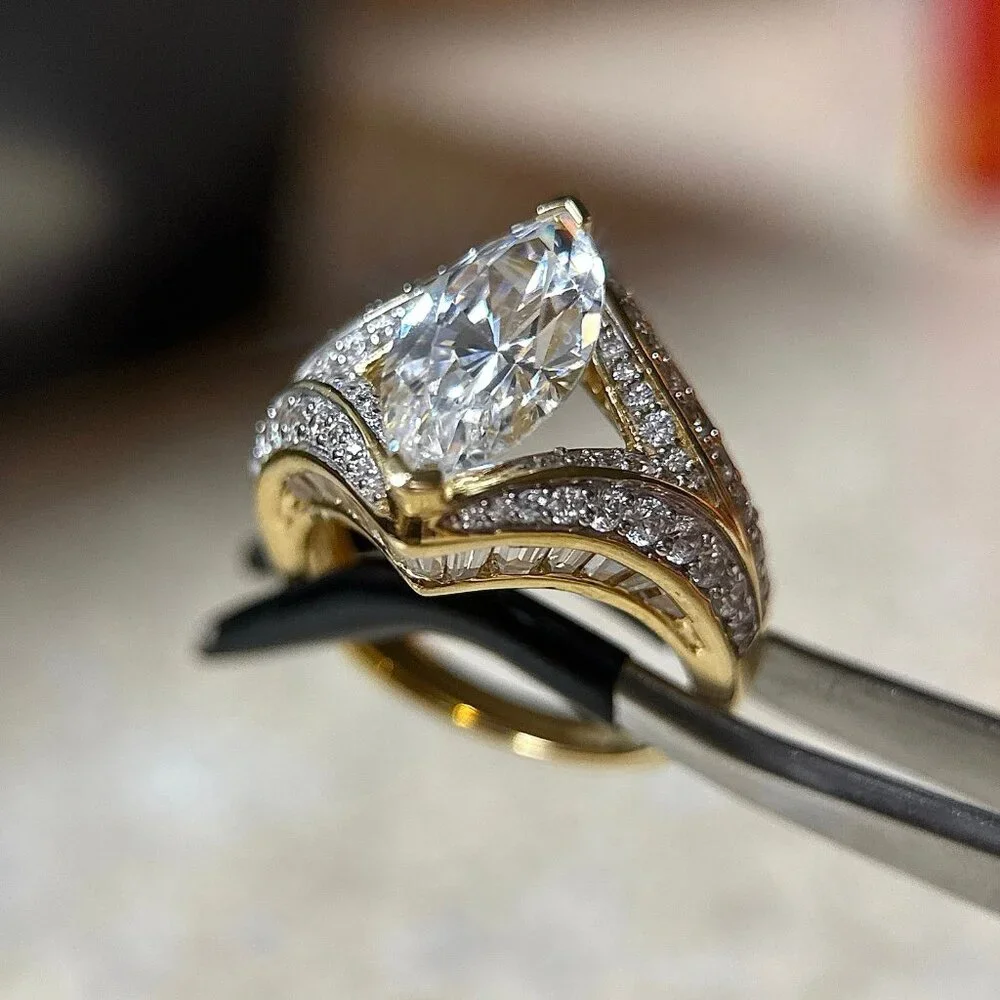 Dazzling 925 Gold Vermeil Cz Ring‎
